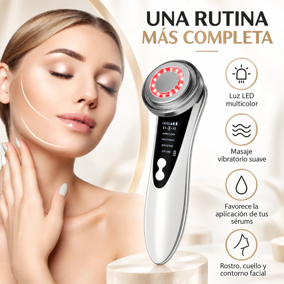 Beneficios del masajeador facial LED con masaje vibratorio