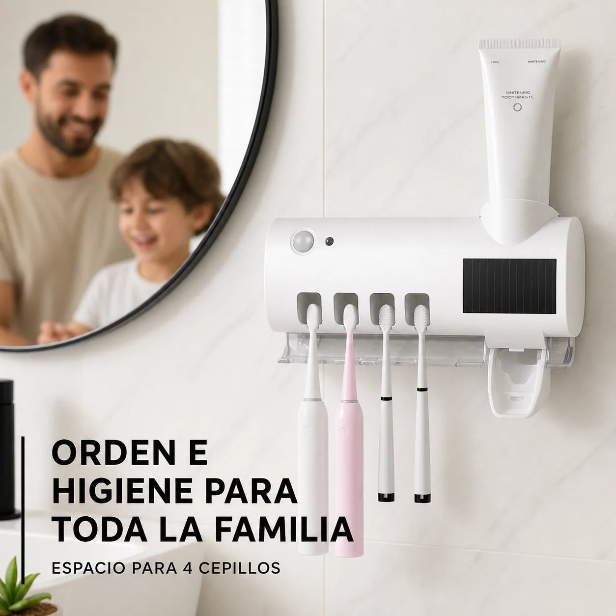 Porta cepillos organizado para el uso diario de toda la familia